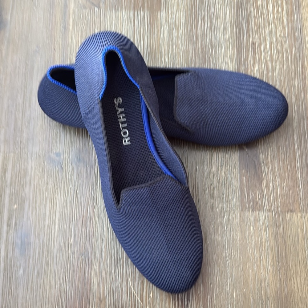 Rothy’s Women’s Navy Slip-On Shoes with Green Insole